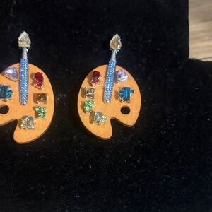 Artistic Palette Earrings with Multicolored Gems